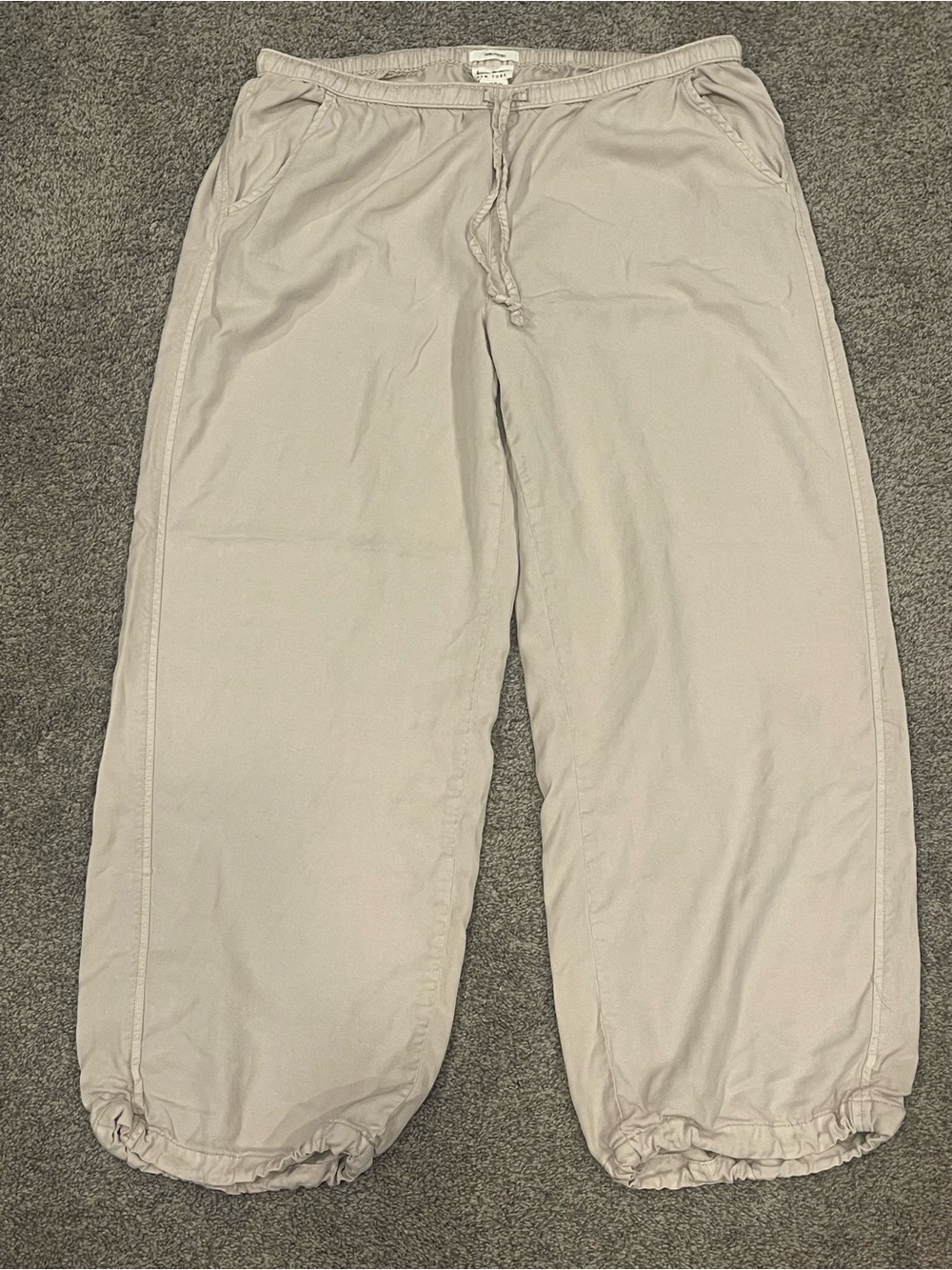 Nicole Miller Beige Wide Leg Jogger Pants Minimalist Quiet Luxury Lyocell XL